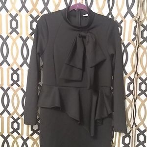 Black Peplum midi dress